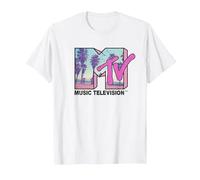 MTV Beach and Palm Tree Logo T-Shirt, Homme, Blanc, XXL