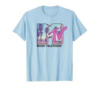 MTV Beach and Palm Tree Logo T-Shirt, Homme, Bleu Céleste, 3XL