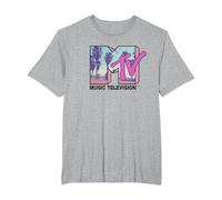 MTV Beach and Palm Tree Logo T-Shirt, Homme Grandes Tailles, Gris Chiné, 2X Tall