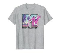 MTV Beach and Palm Tree Logo T-Shirt, Homme, Gris Chiné, XXL