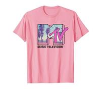 MTV Beach and Palm Tree Logo T-Shirt, Homme, Rose, XL
