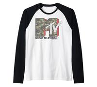 MTV Camouflage Print Logo Manche Raglan
