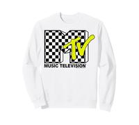 MTV Classic Checkerboard and Neon Yellow Logo Sweatshirt