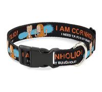 MTV Collier pour chien avec boucle en plastique Motif Beavis et Butt-Head I Am Cornholio Pose Noir Orange Blanc 50,8 à 78,7 cm 3,8 cm de large