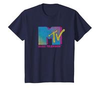 MTV Colorful Logo Music Television T-Shirt, Enfant, Bleu Marine, 3 Ans