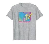MTV Colorful Logo Music Television T-Shirt, Homme, Gris Chiné, S