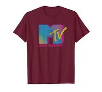 MTV Colorful Logo Music Television T-Shirt, Homme, Marron, L