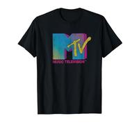 MTV Colorful Logo Music Television T-Shirt, Homme, Noir, L