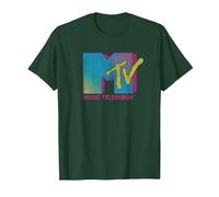 MTV Colorful Logo Music Television T-Shirt, Homme, Vert Forêt, M