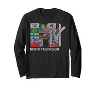MTV Distressed Global Flag Mosaic Logo Manche Longue