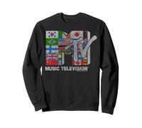 MTV Distressed Global Flag Mosaic Logo Sweatshirt