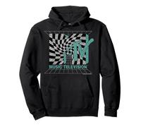 MTV Distressed Grid and Warped Checkerboard Logo Sweat à Capuche