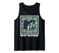 MTV Green and White Paisley Bandana Border Débardeur