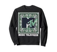 MTV Green and White Paisley Bandana Border Sweatshirt