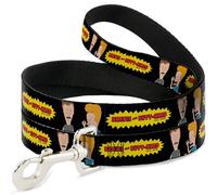 MTV Laisse pour Chien Beavis et Butt-Head avec Logo et Pose Noir 1,2 m de Long 1,3 cm de Large