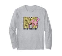 MTV Logo Cheetah Print with Pink Accents Retro TV Manche Longue