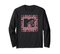 MTV Logo I Want My MTV Pink Checkerboard Retro TV Manche Longue