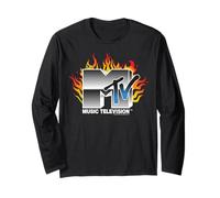 MTV Music Television Chrome Logo with Flames Manche Longue