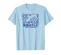 MTV Music Television Kanji Pop MTV Logo T-Shirt, Homme, Bleu Céleste, S