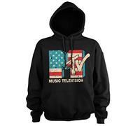 MTV Officiellement sous Licence Distressed USA-Flag Sweat À Capuche (Noir), L