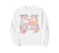 MTV Pastel Beach with Palms and Hibiscus Flowers Retro Sweatshirt