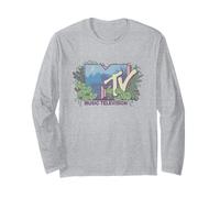 MTV Tropical Botanical Vintage Floral Music Television Manche Longue