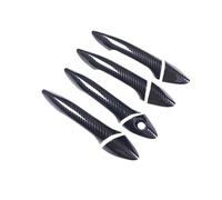 MTVTFECEWG Pour Hyundai I30 2012 2013 2014 2015 2016 Chrome Fiber Carbone Poignée Porte Voiture Couverture Garniture Ensemble Autocollants Styling Accessoires (Carbon no buttons)