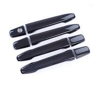 MTVTFECEWG Pour Mitsubishi Pour Lancer 2008-2020 Noir Brillant Motif Chrome Poignée Porte Voiture Couverture Garniture Autocollant Style Auto Accessoires (fibre de carbone)