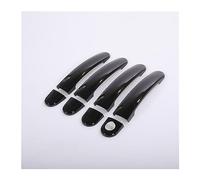 MTVTFECEWG Pour Skoda Pour YETI 2009 2010 2011 2012 2013 2014 2015 2016 2017 Noir Brillant Chrome Poignée Porte Voiture Couvre Autocollants Accessoires (Black 1 keyhole)