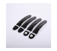 MTVTFECEWG Pour Skoda Pour YETI 2009 2010 2011 2012 2013 2014 2015 2016 2017 Noir Brillant Chrome Poignée Porte Voiture Couvre Autocollants Accessoires (Black 2 keyholes)