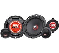 MTX TX465S Haut-parleurs voiture Kit 2 voies 16,5cm 80W RMS 4 Tweeteers néodyme 25mm Membranes pulpe célulose