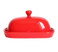 MU Beurrier Boîte Couleur Bonbon Simple Beurre En Céramique De Style Européen Plat Avec Couvercle Fromage Beurre Boîte,rouge,4.5."