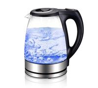 MU LIN Bouilloire électrique en verre borosilicate et acier inoxydable, arrêt automatique, 1,7 litre, indicateur LED, FY-788