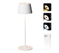 MU LIN Lampe de table LED tactile 5 W, 3 modes (3 000 K-6 500 K), batterie 4 000 mAh, rechargeable par USB, lumière réglable pour les études et la maison