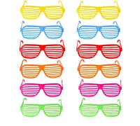 Mu Mianhua - Lot de 12 paires de lunettes de soleil fendues rétro néon pour soirée des années 80 - Couleur fluo - Rectangulaires - Rouge, Orange, Bleu, Rose Jaune, Vert