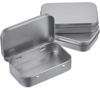 Mu Mianhua Lot de 3 boîtes rectangulaires vides en métal argenté avec charnières pour nécessités de base, mini boîtes de rangement portables pour cartes cadeaux, boîtes pour bricolage, organisateur de