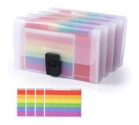 Mu Mianhua Lot de 4 mini organiseurs de reçus en accordéon A6 en plastique avec étiquettes colorées