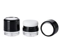 MUAECH Lot de 2 flacons de shampooing sec réutilisables de voyage avec applicateur éponge en poudre, boîte à poudre libre rechargeable avec miroir - Noir