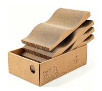 MUAEEOK Lot de 5 grattoirs en carton avec boîte - Réversibles - Pour chat - Pour petits chats - Pour se reposer et jouer - Convient pour un maximum de 5 kg (trois chats, 33 x 24 x 11 cm)