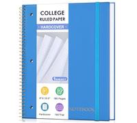 MUAHLIUB Cahier à spirale Papier ligné 20,3 x 26,7 cm, 1 sujet, pages perforées perforées à 3 trous, idéal pour l'école, le bureau, l'écriture, 95 feuilles lignées, journal intime, bleu