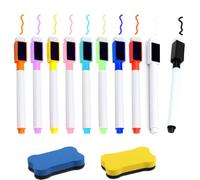 muahmuah Feutre Tableau Blanc Effacable 10 Couleurs Stylo Feutre Ardoise Effacable Faible Odeur Marqueur Effacable Magnetique pour Maison École ou Bureau Effaceur Tableau Blanc Magnétique