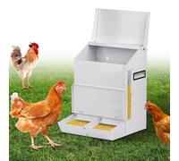MUALROUS 25LBS Mangeoire à Poulet Automatique à l’Épreuve des Rats Distributeur d’Alimentation à Poulet avec Couvercle Distributeur Suspendu sans Déchets Galvanisé à l’Extérieur pour Cailles Bantams