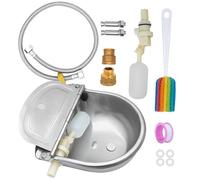 MUALROUS 9 in 1 Gamelle d'eau Automatique avec Valve Flottante Distributeur d'eau pour Chiens Abreuvoir pour Bétail avec Tuyau en Laiton Et Boulons De Fixation pour Bétail, Poules, Chevaux, Bovins