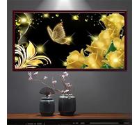 Muaor DIY 5D Diamond Art kits adults,Butterfly Rose Large Size 20x50cm Round Drill Diamond Arts,Embroidery Cross Stitch Canvas Painting by Numbers,Diamond Painting for Home Wall Decor Gold