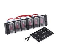 MUARE Interrupteur à bascule, panneau de commutation pratique pour voiture, étanche, panneau d'interrupteur 6 voies, professionnel, plaque frontale pour équipement de tension 12 V, noir