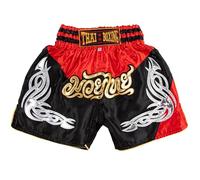MUAY NATION Shorts de Boxe Thaï pour Enfants (2 à 12 Ans) Filles et garçons, Shorts pour Muay Thaï, MMA, Arts Martiaux (FR/ES, Âge, 6 Ans, 8 Ans, Taille Normale, PRM Rouge/Noir)