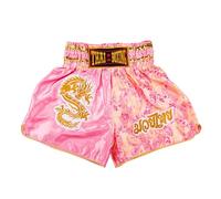 MUAY NATION Shorts de Boxe Thaï pour Hommes et Femmes, Shorts de Muay Thai, vêtements d'entraînement, Short d'arts Martiaux (FR/ES, Alpha/Lettres, TG, Taille Normale, Taille Normale, Dragon Rose)