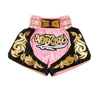 MUAY NATION Shorts de Boxe Thaï pour Hommes et Femmes, Shorts de Muay Thai, vêtements d'entraînement, Short d'arts Martiaux (FR/ES, Alpha/Lettres, XXL, Taille Normale, Taille Normale, Rose)