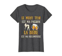 Muay Thaï Homme Humour Boxe Thaïlandaise Idée Cadeau Bière T-Shirt, Femme, Chiné Foncé, 3XL