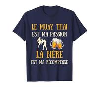 Muay Thaï Homme Humour Boxe Thaïlandaise Idée Cadeau Bière T-Shirt, Homme, Bleu Marine, L